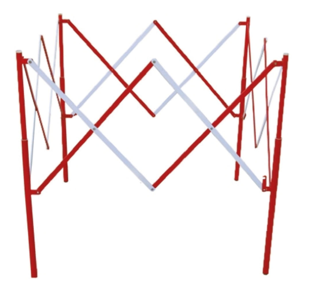 TieDex UK White, Red Safety Barrier, Steel, Folding Barrier