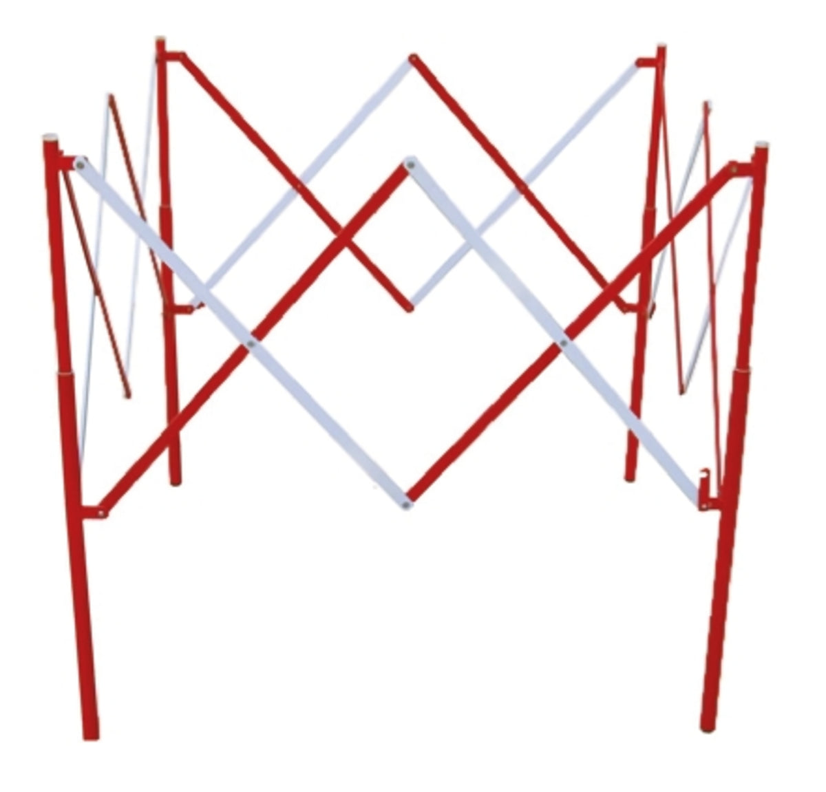 TieDex UK White, Red Safety Barrier, Steel, Folding Barrier