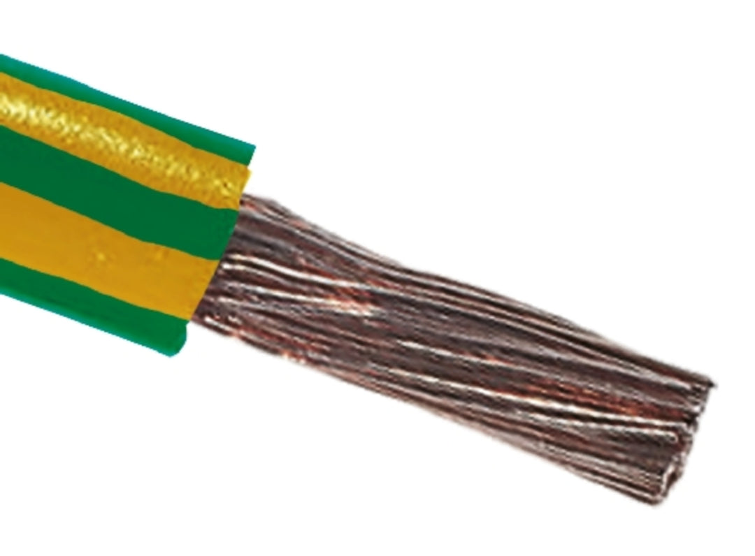 TieDex UK Green, Yellow 25 mm² Hook Up Wire, 4 AWG, 196/0.4 mm, 0.4 mm core strands, 100 m, Polyvinyl Chloride
