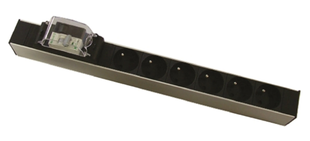 TieDex UK, 16A, 230V ac 6 Gang Power Distribution Unit Power strip, 2.5m Cable Type E RCD Protected Surge Protection