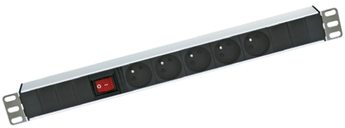 TieDex UK, 16A, 230V ac 5 Gang Power Distribution Unit Power strip, 2.5m Cable Type E Surge Protection