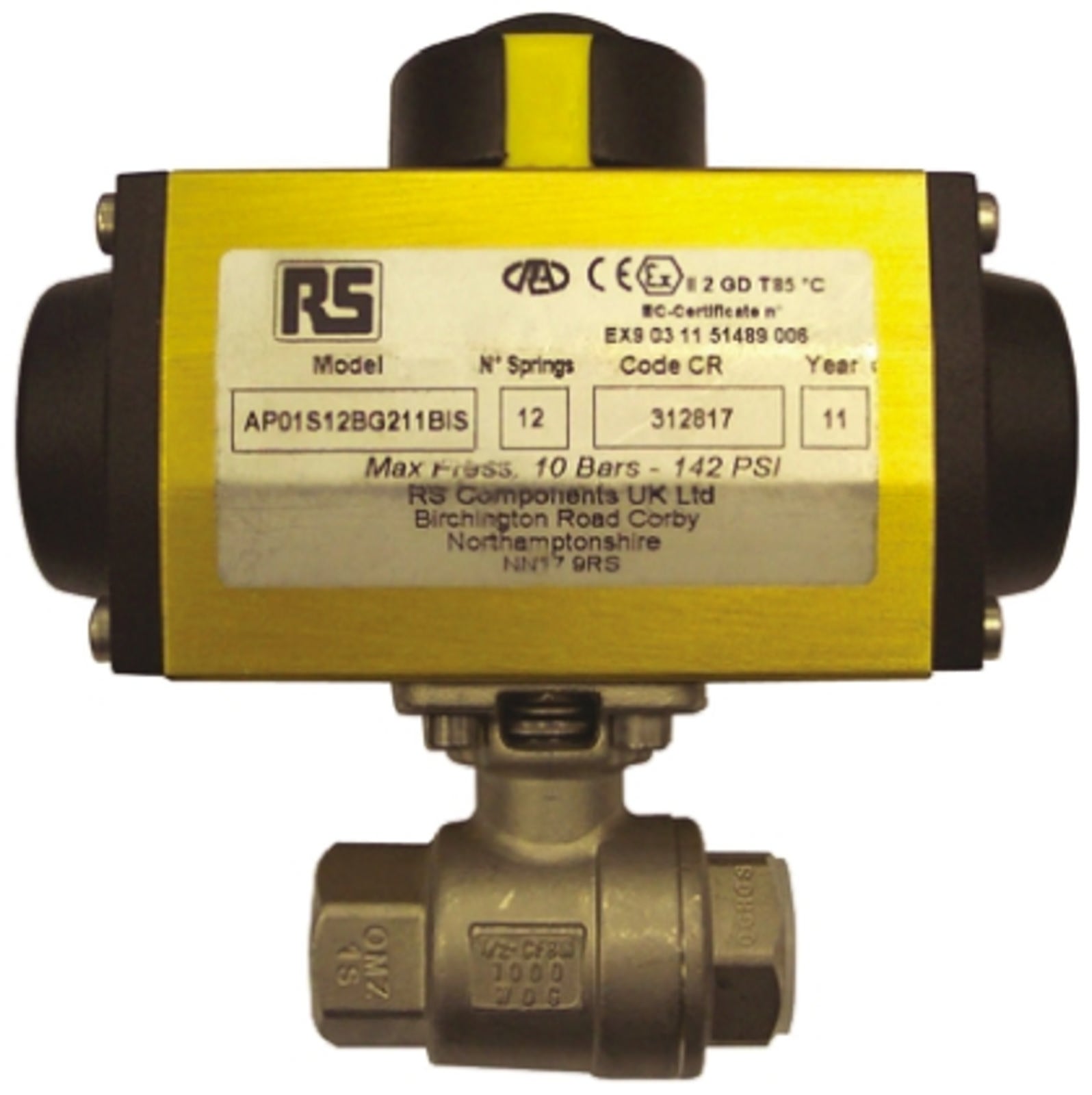 TieDex UK Ball type Pneumatic Actuated Valve, 1000 psi, BSP, Female 2 in