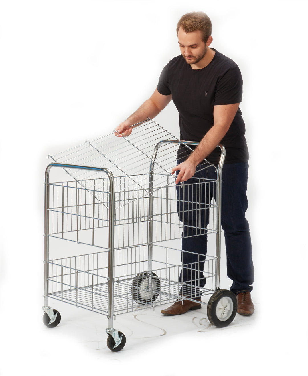 TieDex UK 2 Chrome Plated Steel 2 Fixed + 2 Swivel Trolley, 840 mm, 120 kg Load, 650 mm