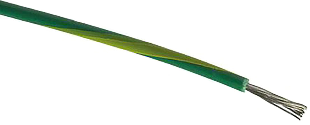 TieDex UK Green, Yellow 6 mm² Hook Up Wire, 9 AWG, 84 x 300 μm, 300 μm core strands, 100 m, Polyvinyl Chloride