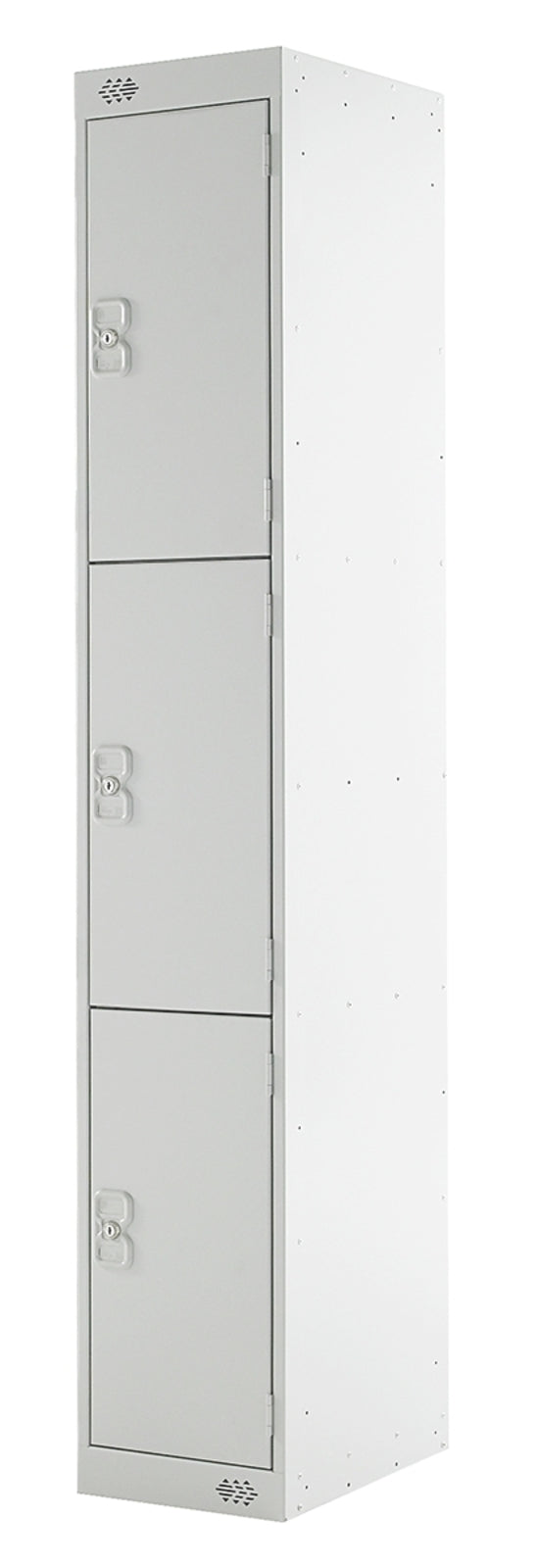 TieDex UK 3 Door Steel Light Grey Storage Locker, 1800 mm x 300 mm x 300 mm