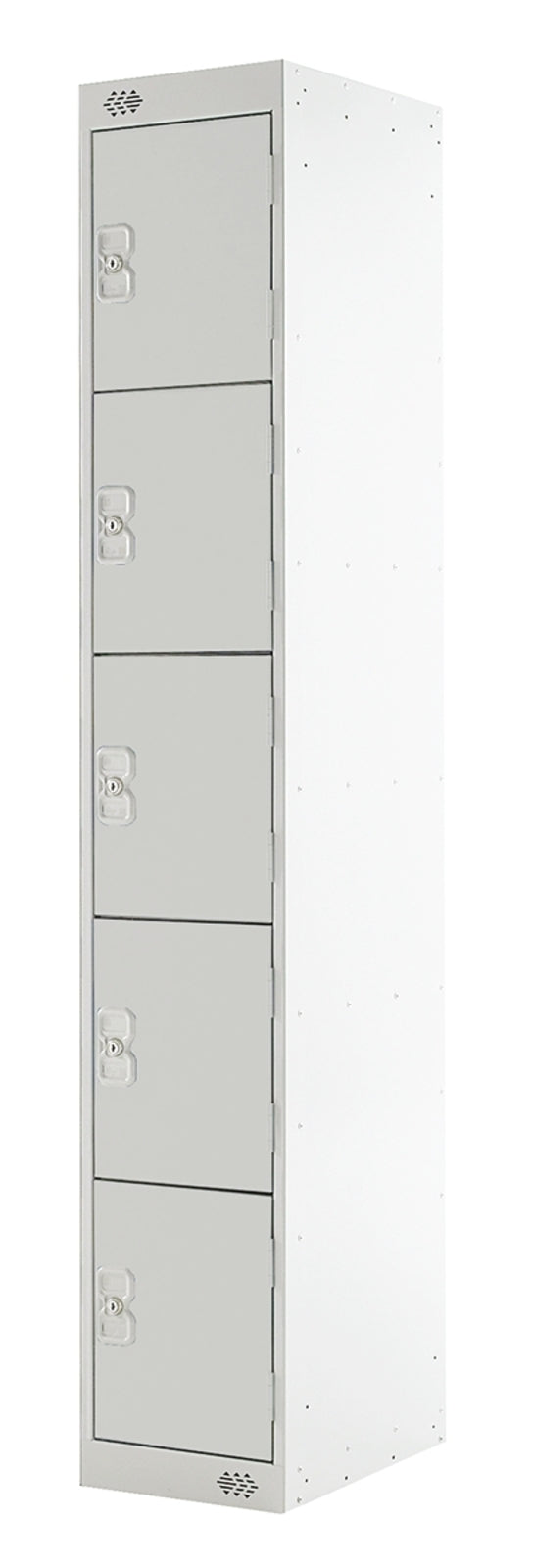 TieDex UK 5 Door Steel Light Grey Storage Locker, 1800 mm x 300 mm x 450 mm
