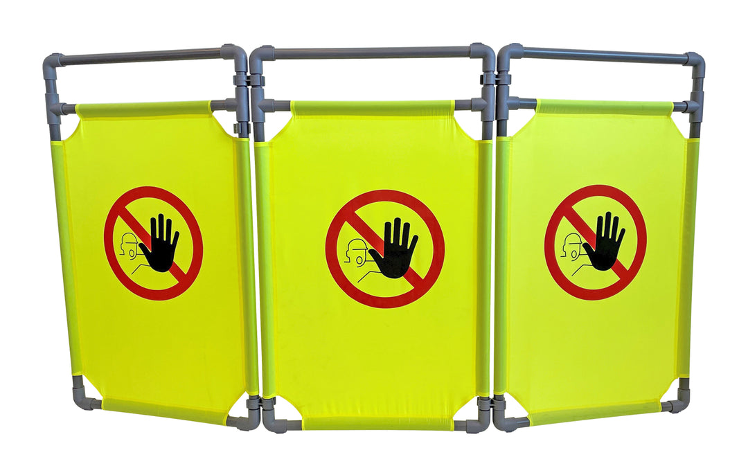 TieDex UK Yellow, Grey Safety Barrier, Polyvinyl Chloride, Folding Barrier