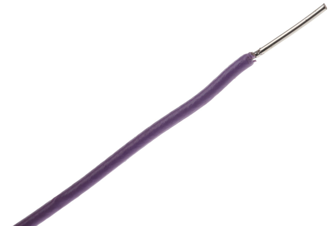 TieDex UK Purple 0.22 mm² Hook Up Wire, 24 AWG, 7 x 200 μm, 200 μm core strands, 100 m, Polytetrafluoroethylene