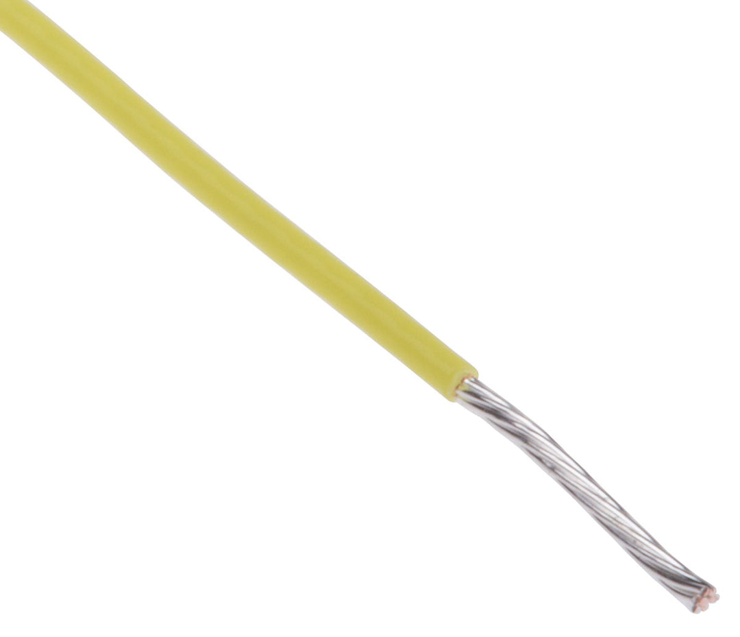 TieDex UK Yellow 0.34 mm² Hook Up Wire, 22 AWG, 19 x 0.15 mm, 150 μm core strands, 100 m, Polytetrafluoroethylene