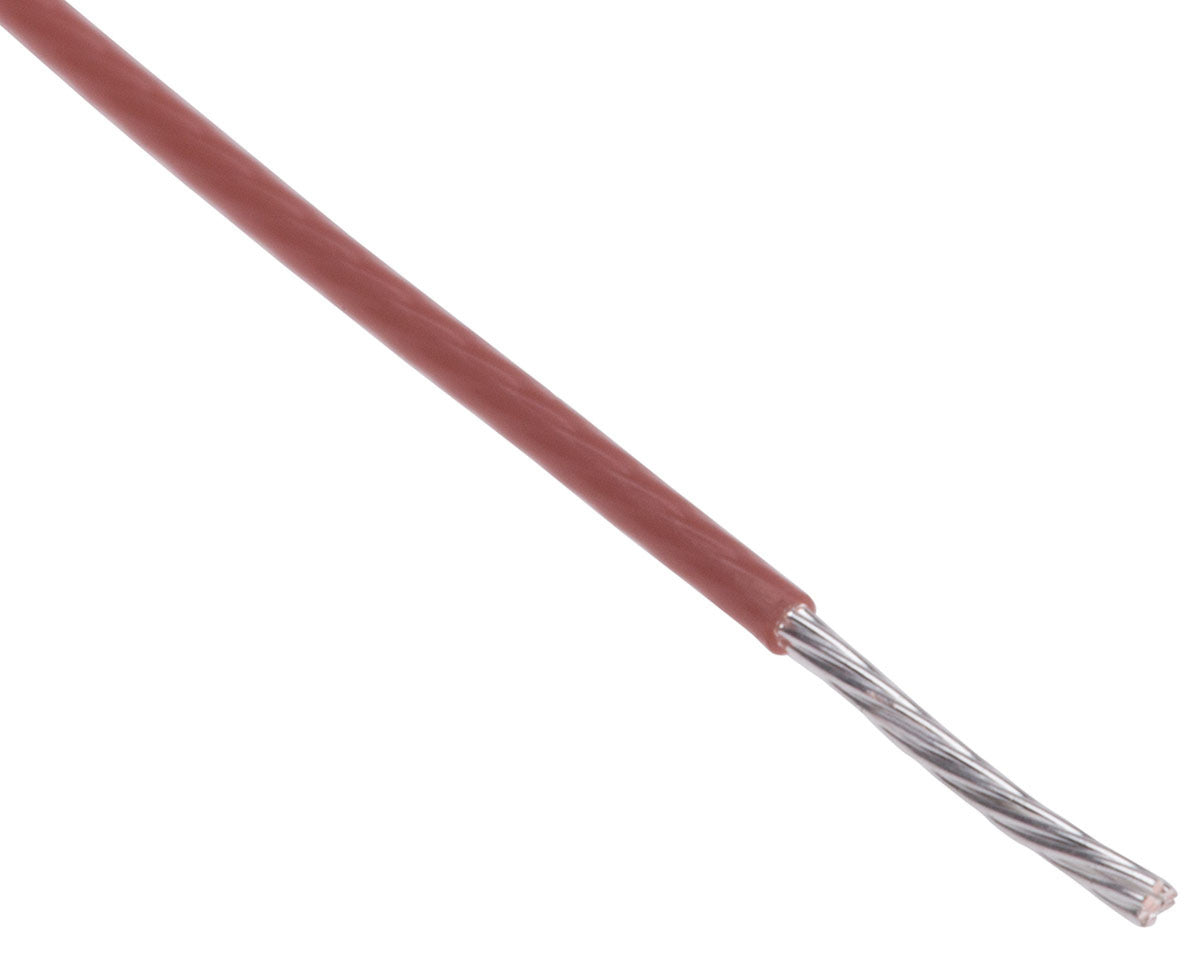 TieDex UK Brown 0.34 mm² Hook Up Wire, 22 AWG, 19 x 0.15 mm, 150 μm core strands, 100 m, Polytetrafluoroethylene