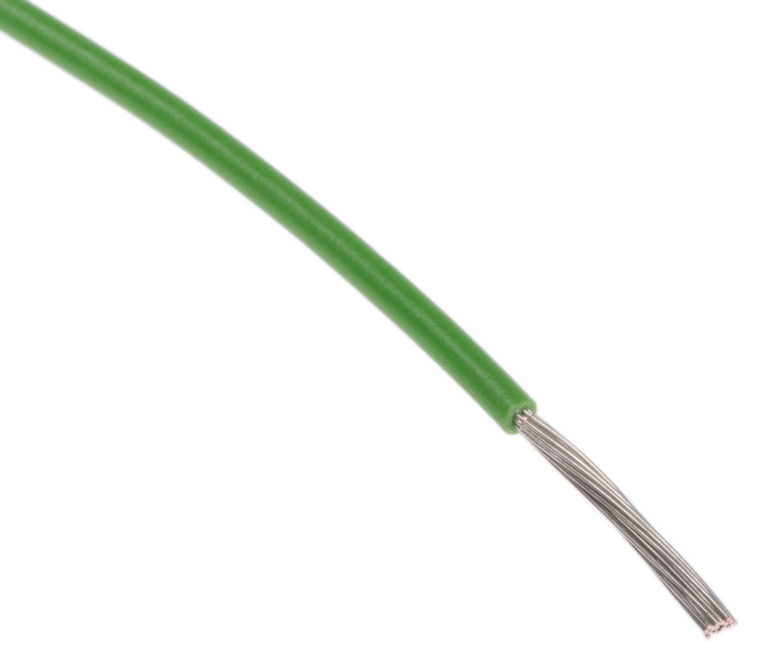 TieDex UK Green 0.6 mm² Hook Up Wire, 20 AWG, 19 x 0.2 mm, 200 μm core strands, 100 m, Polytetrafluoroethylene