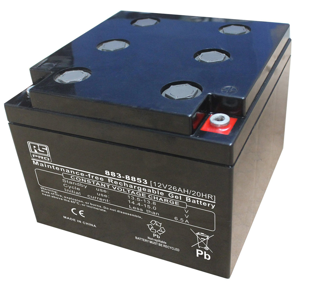 TieDex UK 12 V, T12 Sealed Lead Acid Battery, 26 Ah, 125mm x 166 mm