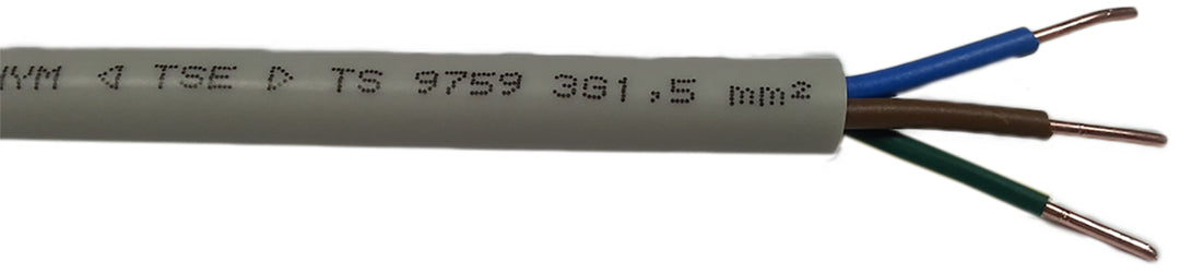 TieDex UK 3 Core Power Cable, Grey 2.5mm² 70 °C, 100 m Polyvinyl Chloride