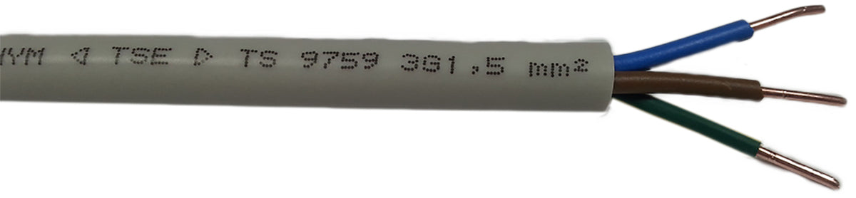 TieDex UK 3 Core Power Cable, Grey 2.5mm² 70 °C, 100 m Polyvinyl Chloride