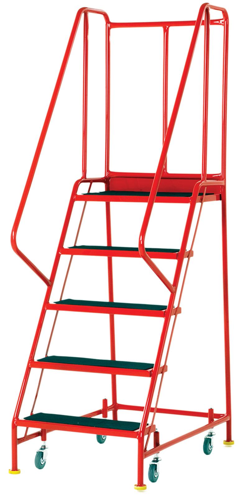 TieDex UK 5 Tread Ribbed Rubber, Steel Steps 1.145m Platform Height, Red