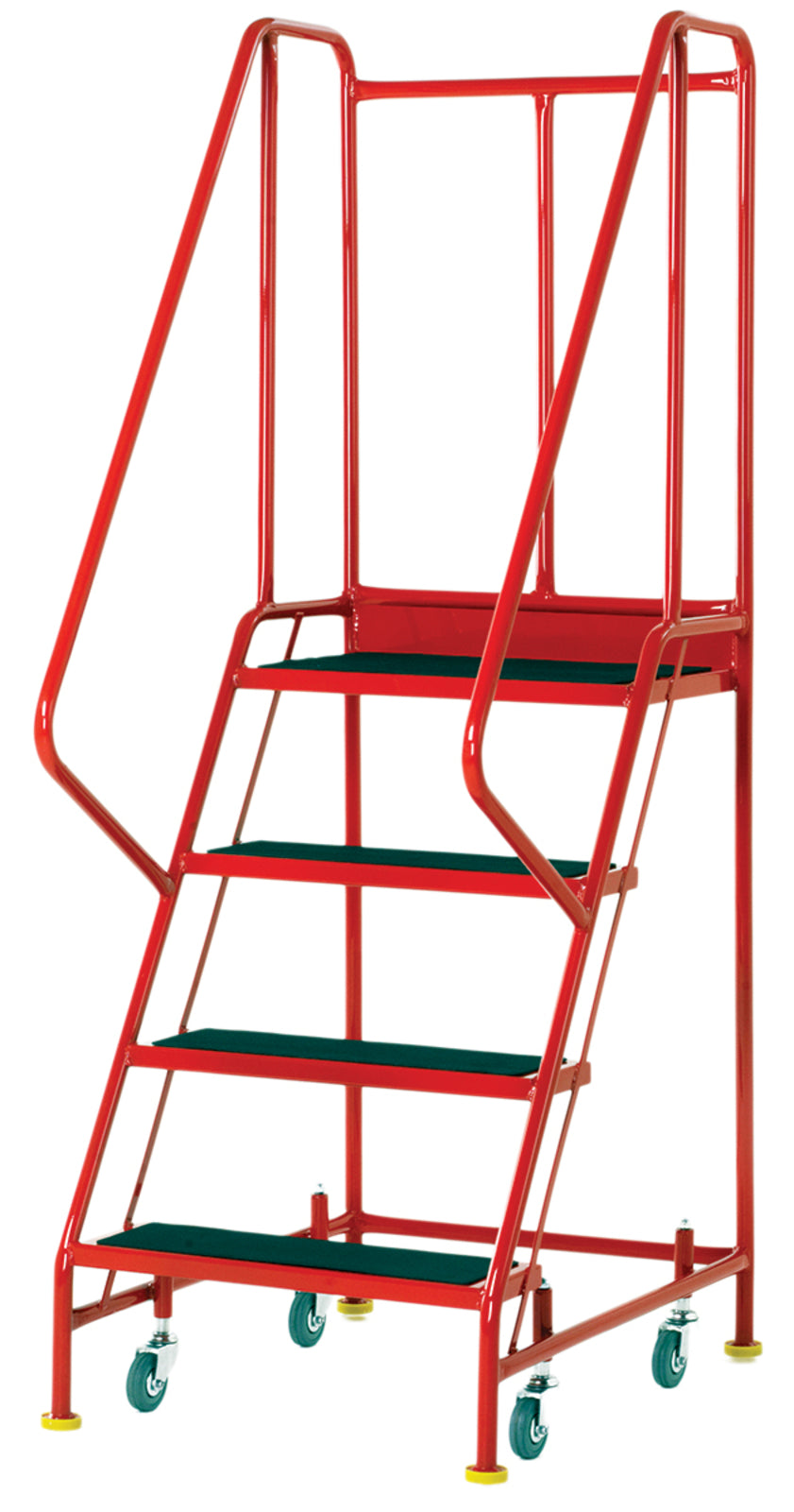 TieDex UK 4 Tread Ribbed Rubber, Steel Steps 915mm Platform Height, Red