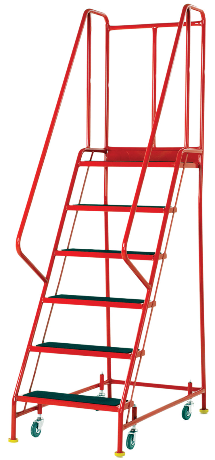 TieDex UK 6 Tread Ribbed Rubber, Steel Steps 1.4m Platform Height, Red