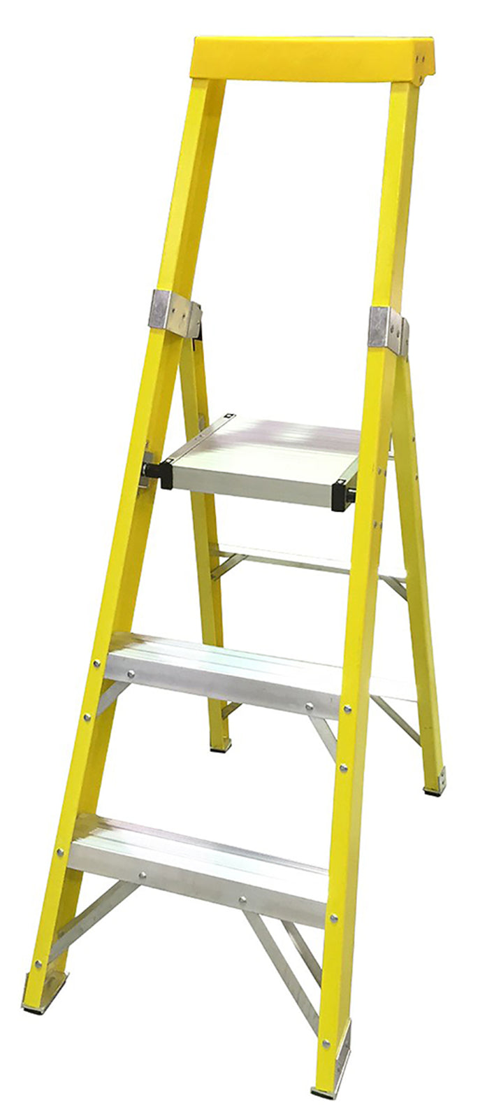 TieDex UK Fibreglass 3 steps Step Ladder, 710mm platform height, 1.48 m open length