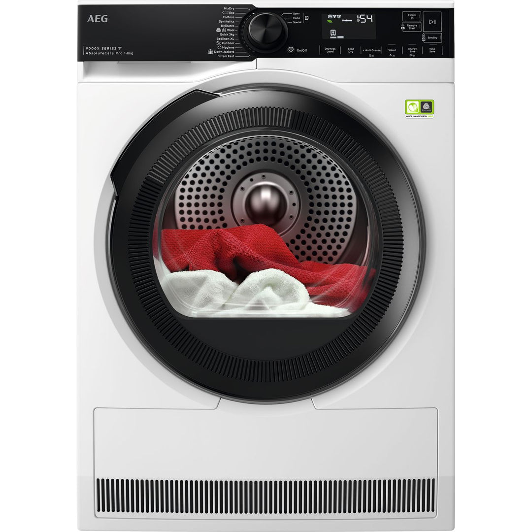 AEG 9000X AbsoluteCare® Pro TR948V4BC Wifi Connected 8Kg Heat Pump Tumble Dryer - White - A+++ Rated