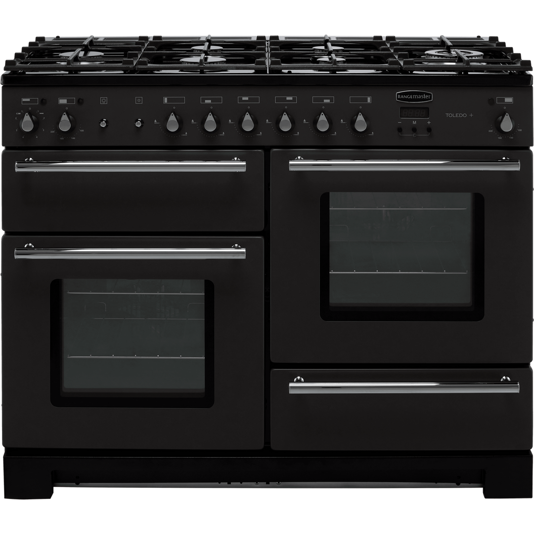 Rangemaster Toledo + TOLP110DFFSL/C 110cm wide Dual Fuel Range Cooker with Gas Hob - Slate