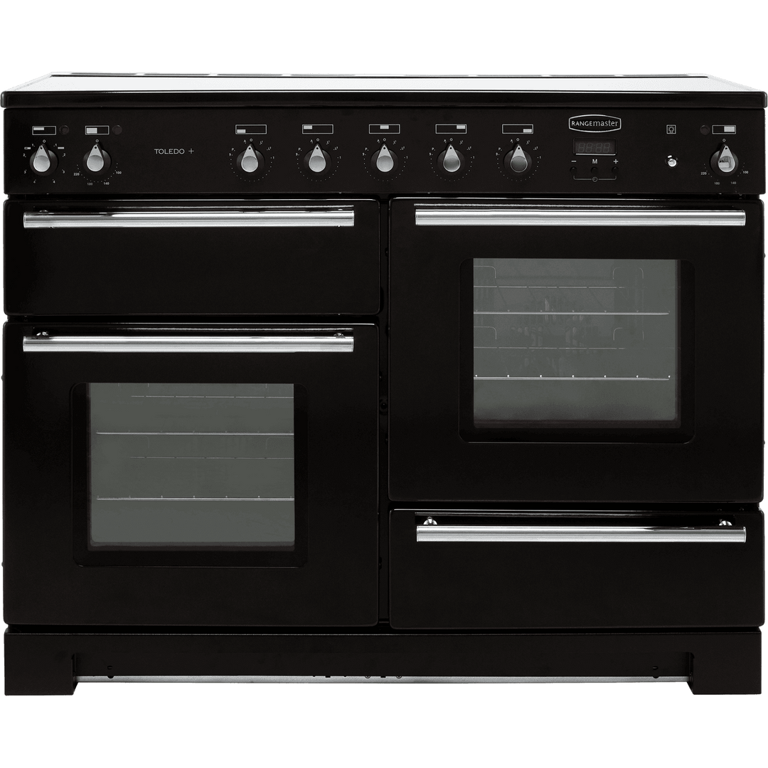 Rangemaster Toledo + TOLP110EIGB/C 110cm wide Electric Range Cooker with Induction Hob - Black