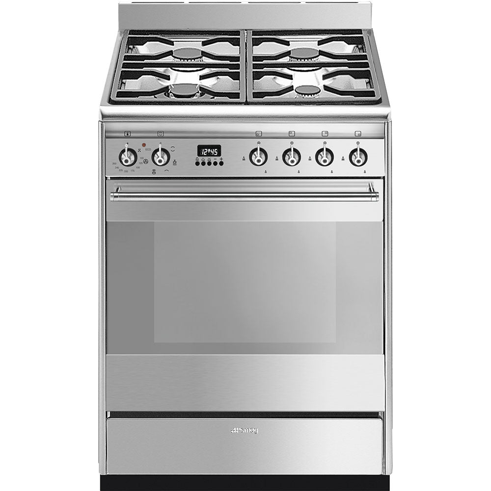 Smeg Concert SUK61MX9 60cm Wide Single Oven Dual Fuel Cooker - Stainless Steel