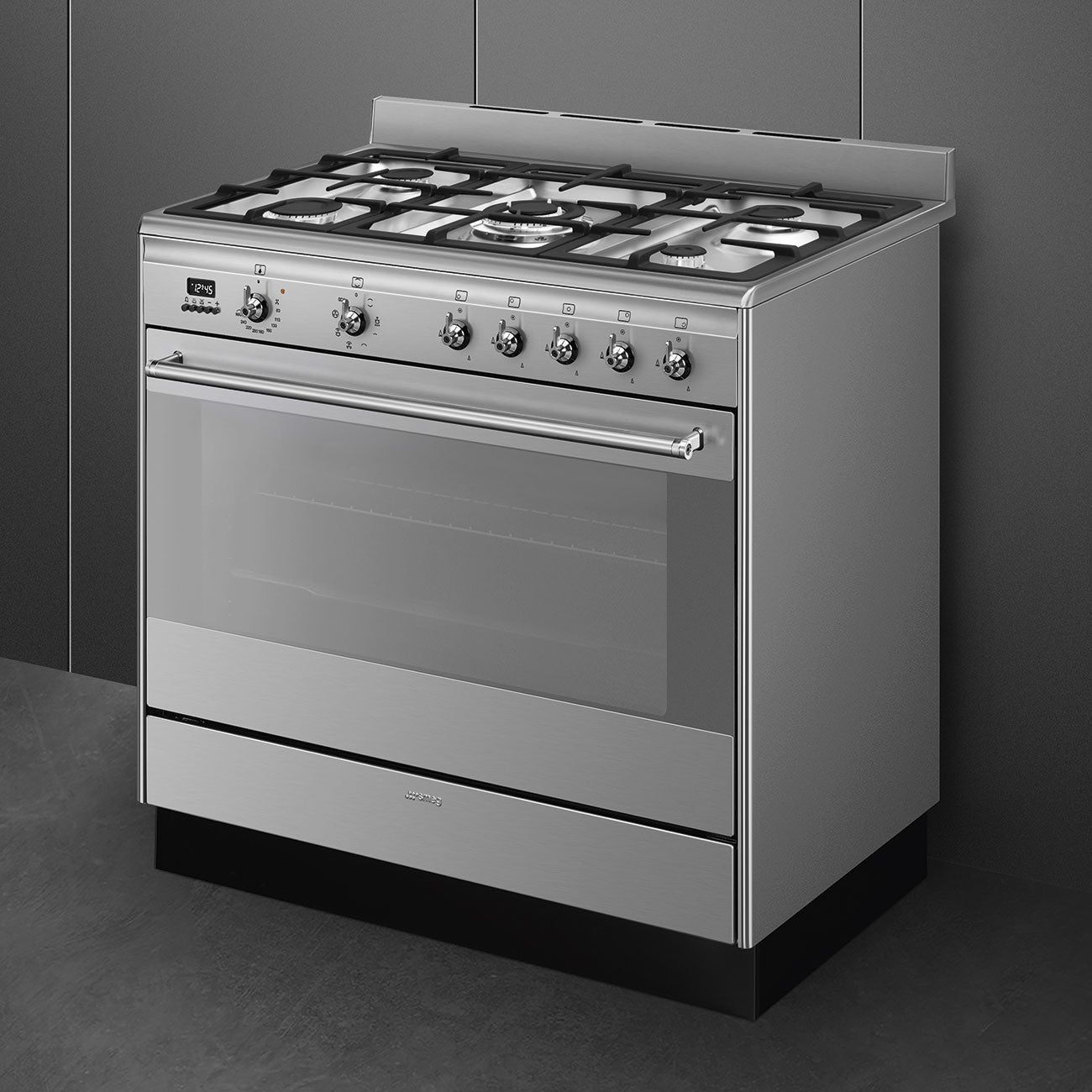 Smeg Concert SUK91MFX9 90cm wide Dual Fuel Range Cooker with Gas Hob - Stainless Steel