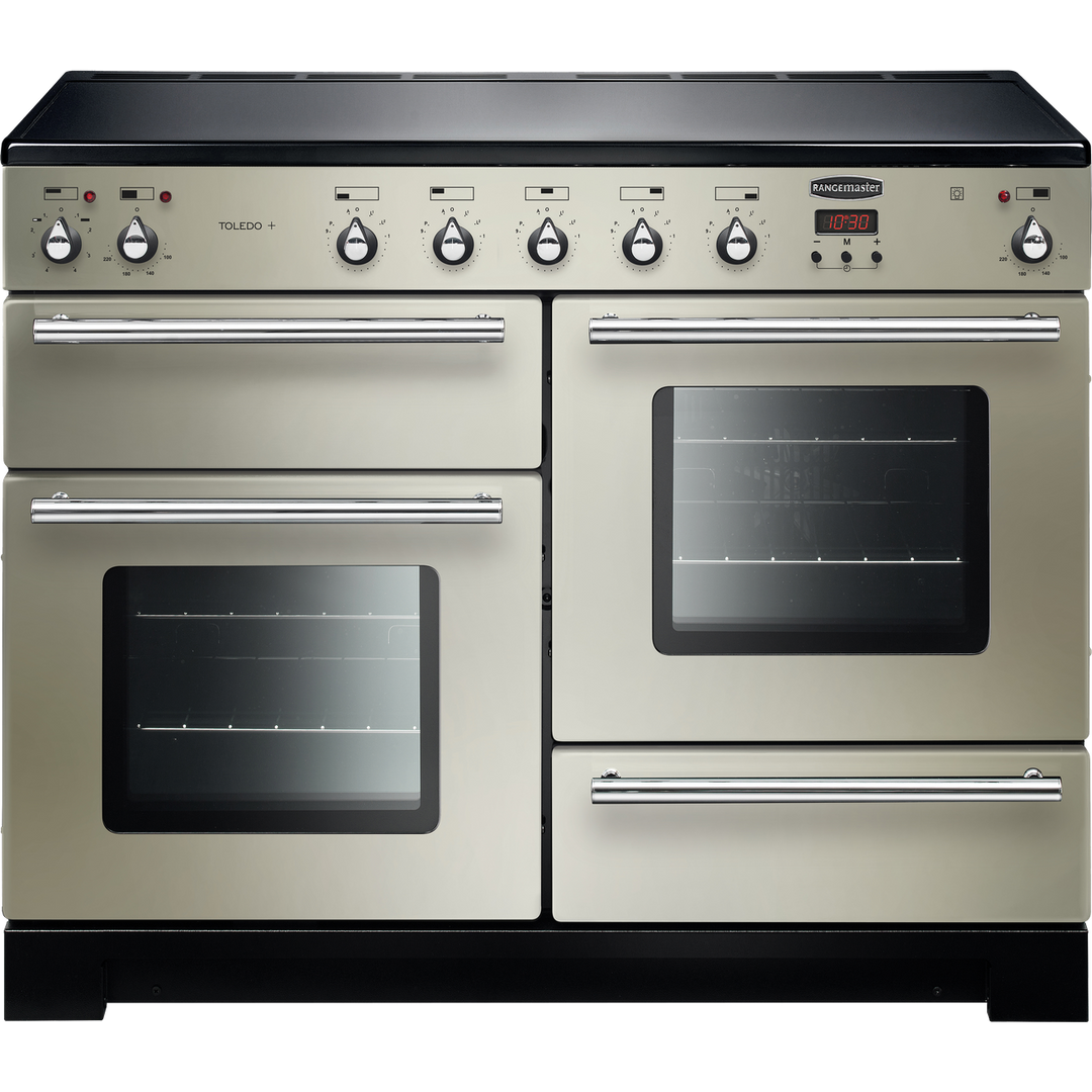 Rangemaster Toledo + TOLP110EIIV/C 110cm wide Electric Range Cooker with Induction Hob - Ivory / Chrome