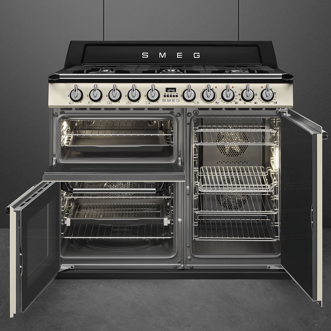 Smeg Victoria TR103P 100cm wide Dual Fuel Range Cooker with Gas Hob - Cream