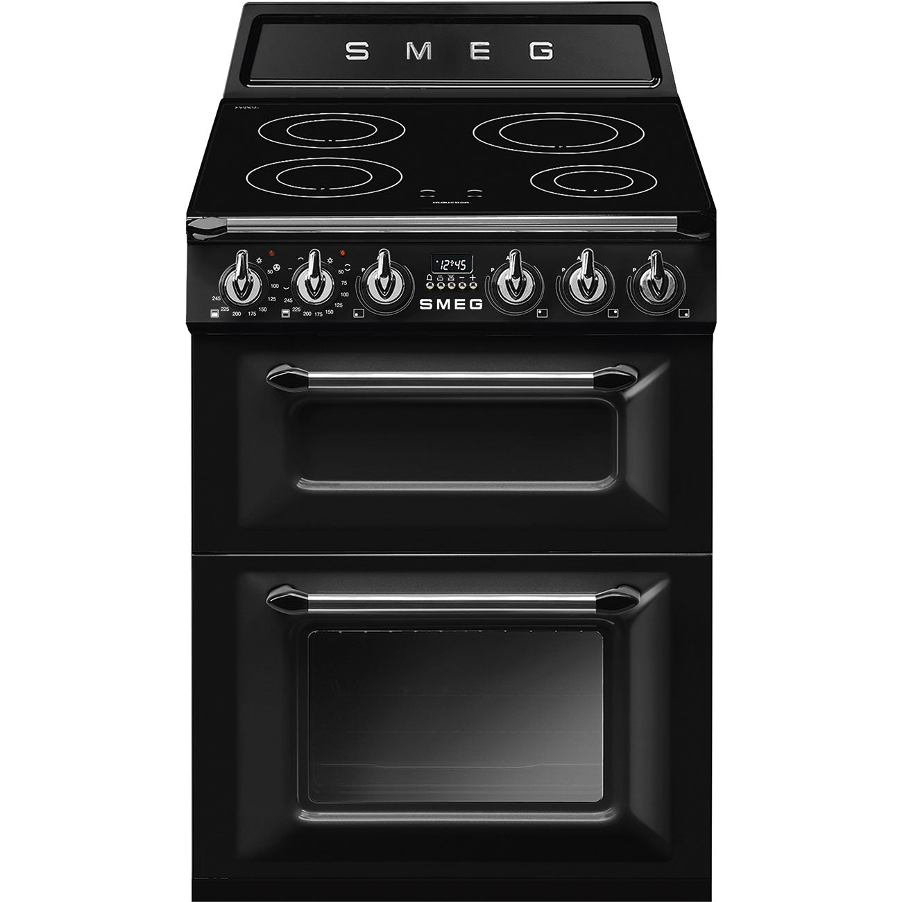 Smeg Victoria TR62IBL2 60cm Wide Double Oven Electric Cooker with Induction Hob - Black