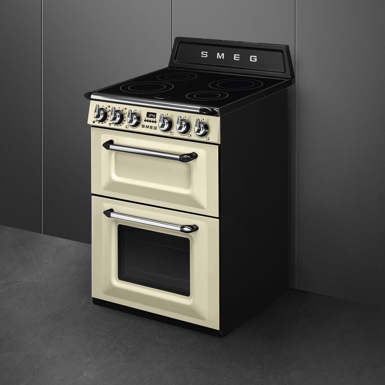 Smeg Victoria TR62IP2 60cm Wide Double Oven Electric Cooker with Induction Hob - Cream
