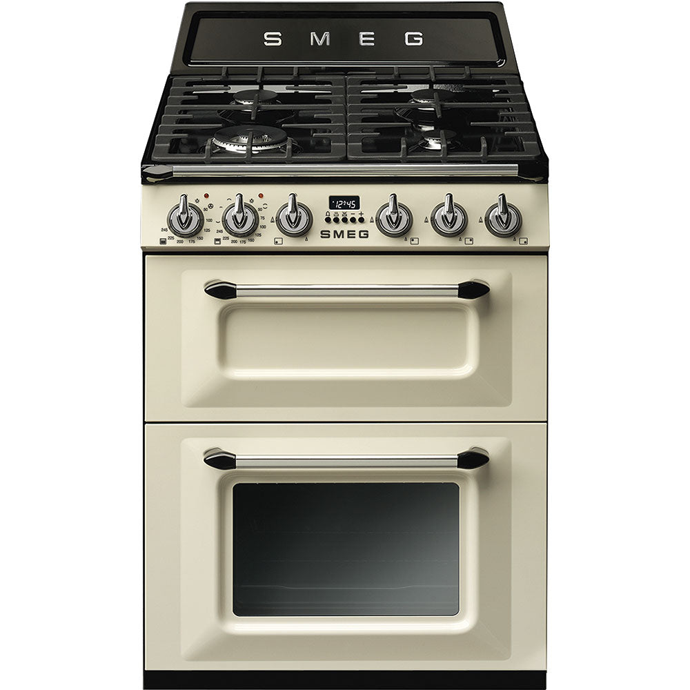 Smeg Victoria TR62P 60cm Wide Double Oven Dual Fuel Cooker - Cream