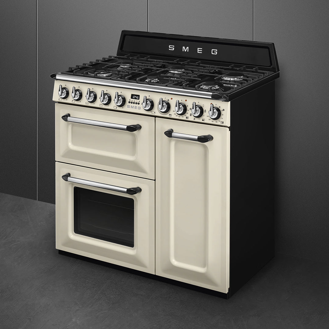 Smeg Victoria TR93P 90cm wide Dual Fuel Range Cooker with Gas Hob - Cream