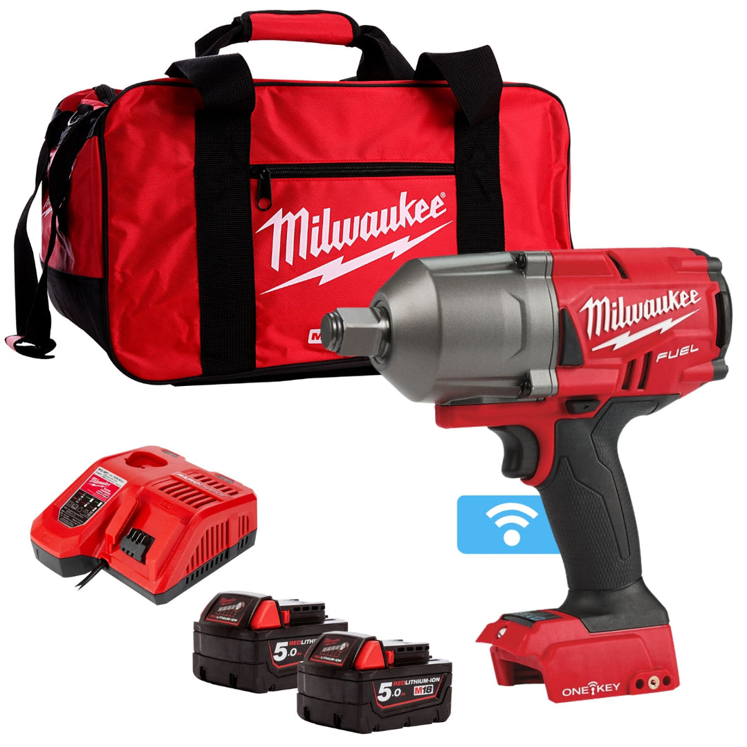 Milwaukee M18ONEFHIWF34-502B 18V FUEL 3/4" Impact Wrench with 2 x 5.0Ah Battery Charger & Bag 4933459731