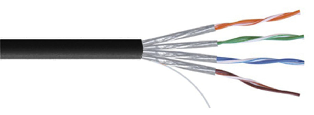 TieDex UK Cat7a Ethernet Cable Solid Solid, 100 m, Black, Shielded PVC