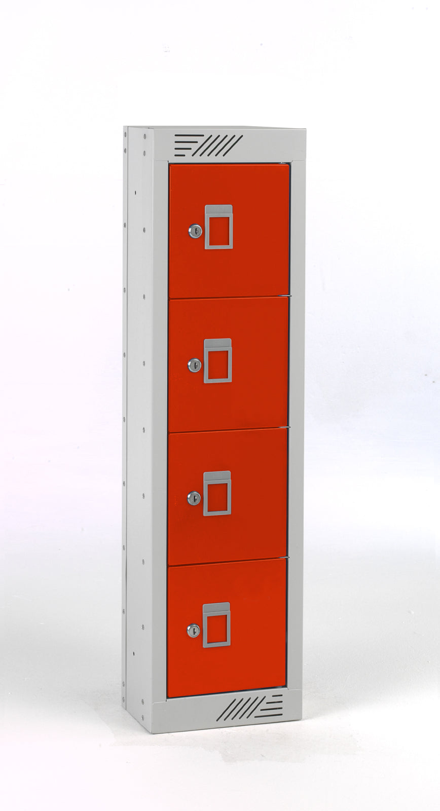 TieDex UK 4 Door Steel Red Locker, 915 mm x 250 mm x 180 mm