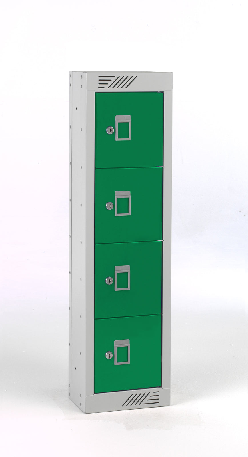 TieDex UK 4 Door Steel Green Locker, 915 mm x 250 mm x 180 mm