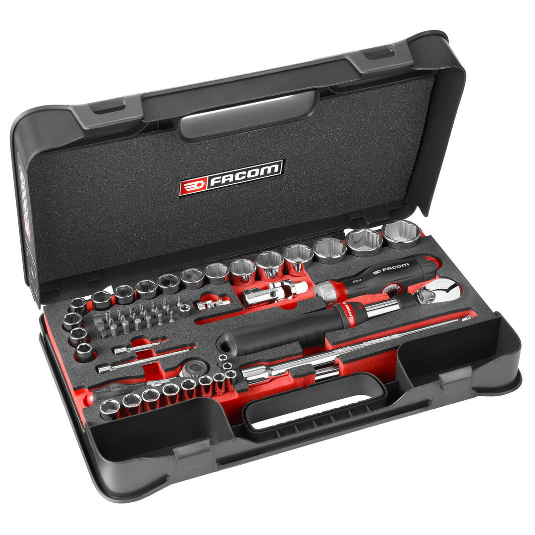 Facom 60-Piece 1/2 in;1/4 in Bit Ratchet Socket Set