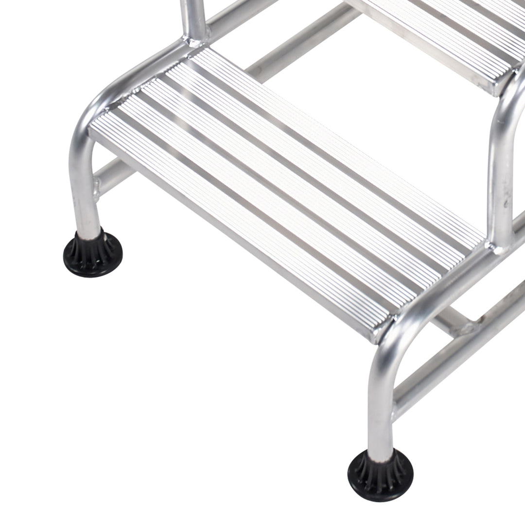 TieDex UK 2 Tread Aluminium Steps 500mm Platform Height, Aluminium