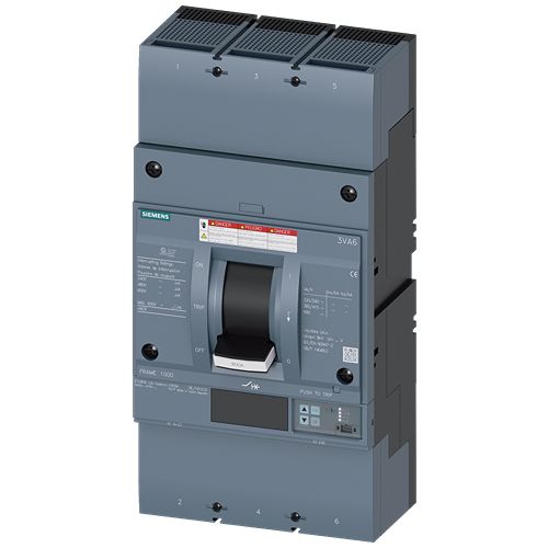 Siemens, SENTRON, 3VA6 Molded Case Circuit Breaker 3-Pole 800A, Breaking Capacity 65 kA, Fixed