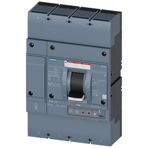 Siemens, SENTRON, 3VA6 Molded Case Circuit Breaker 4-Pole 800A, Breaking Capacity 65 kA, Fixed