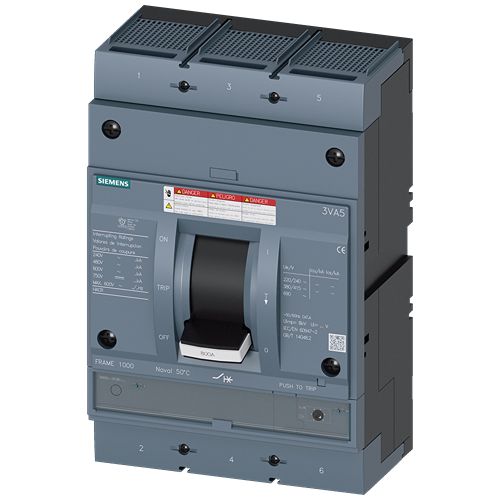 Siemens, SENTRON, 3VA5 Molded Case Circuit Breaker 3-Pole 700A, Breaking Capacity 100 kA, Fixed