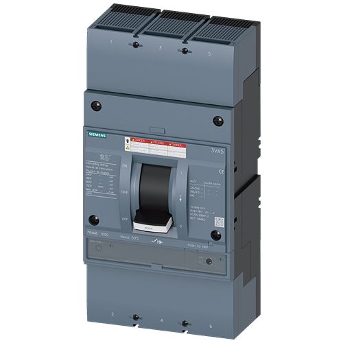 Siemens, SENTRON, 3VA5 Molded Case Circuit Breaker 3-Pole 800A, Breaking Capacity 35 kA, Fixed