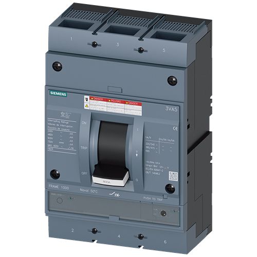 Siemens, SENTRON, 3VA5 Molded Case Circuit Breaker 3-Pole 600A, Breaking Capacity 100 kA, Fixed