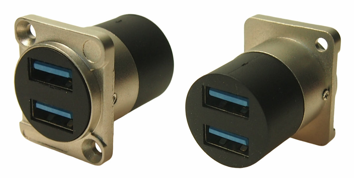 TieDex UK Straight, Panel Female- 2 Port Type USB Type A USB Connector USB 3.0