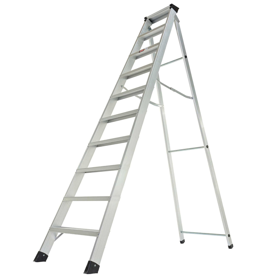 TieDex UK Aluminium 10 steps Step Ladder, 2.01 m open length
