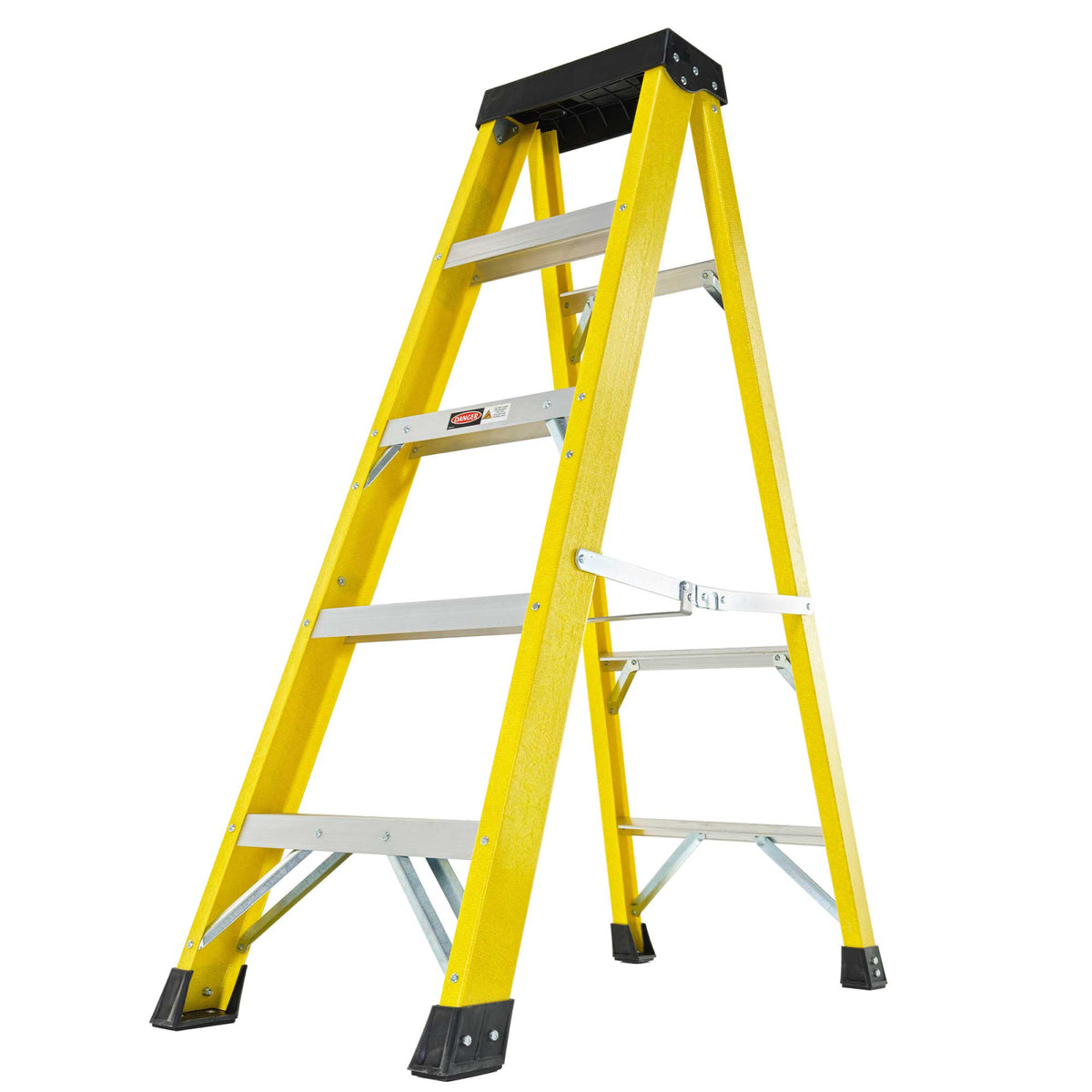 TieDex UK Fibreglass 5 steps Step Ladder, 0.52m platform height, 2.53 m open length