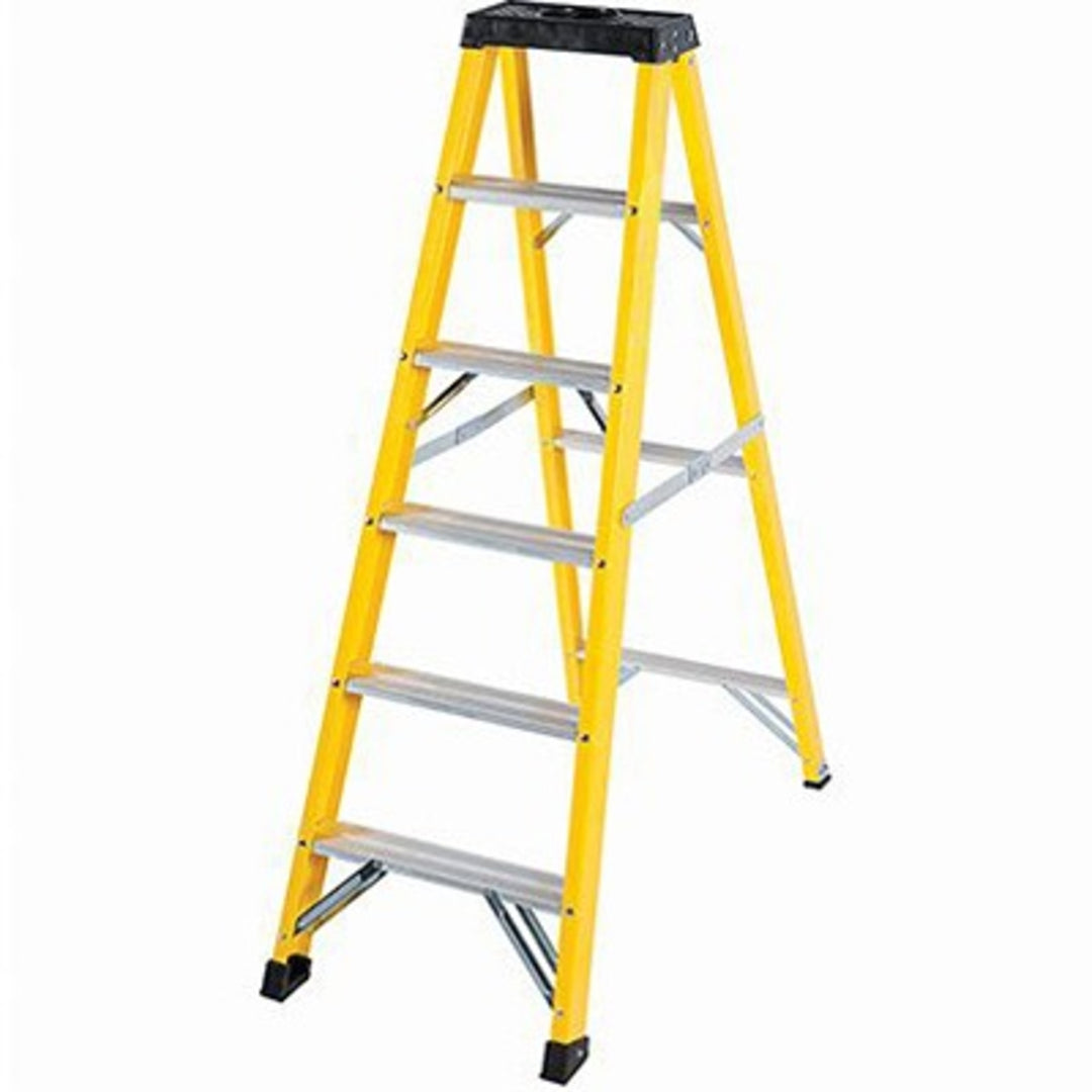 TieDex UK Fibreglass 6 steps Step Ladder, 0.78m platform height, 3.05 m open length