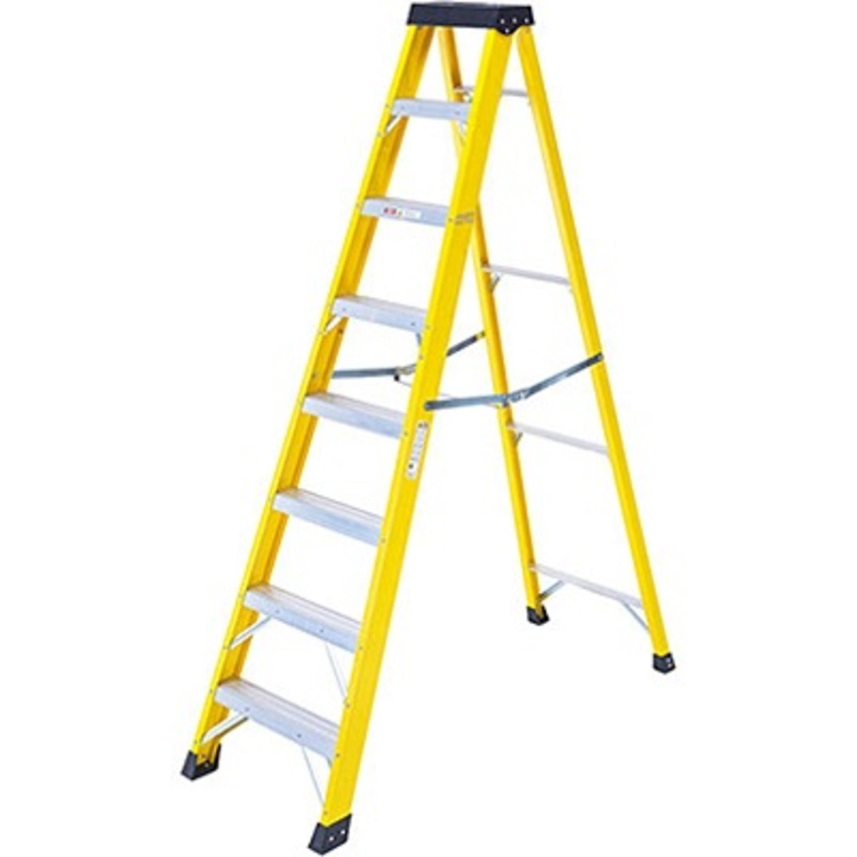 TieDex UK Fibreglass 8 steps Step Ladder, 1.3m platform height, 3.58 m open length