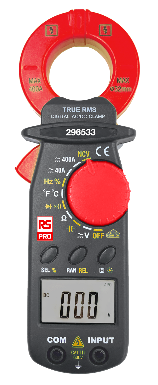 TieDex UK Clamp Meter, 400 A 400 A 600 V dc 600 V ac CAT III Non-Contact Voltage Detector, UKAS
